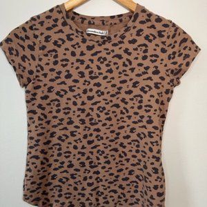 Abercrombie, Leopard Print Crew Neck T-Shirt, Size XS